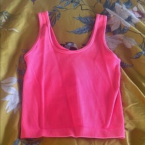 a new day Bright Pink Ribbed Tank Top